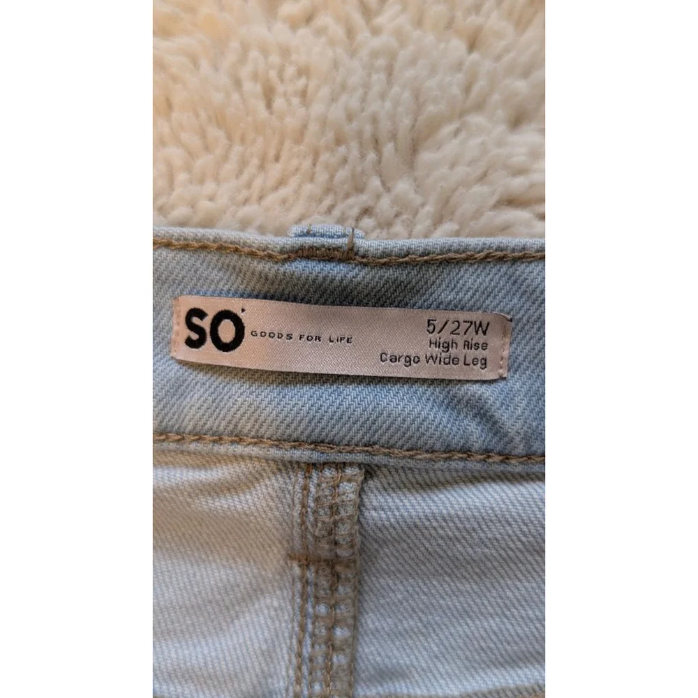 Women SO Jeans Cargo Wide Leg Size 5/27W Light Blue